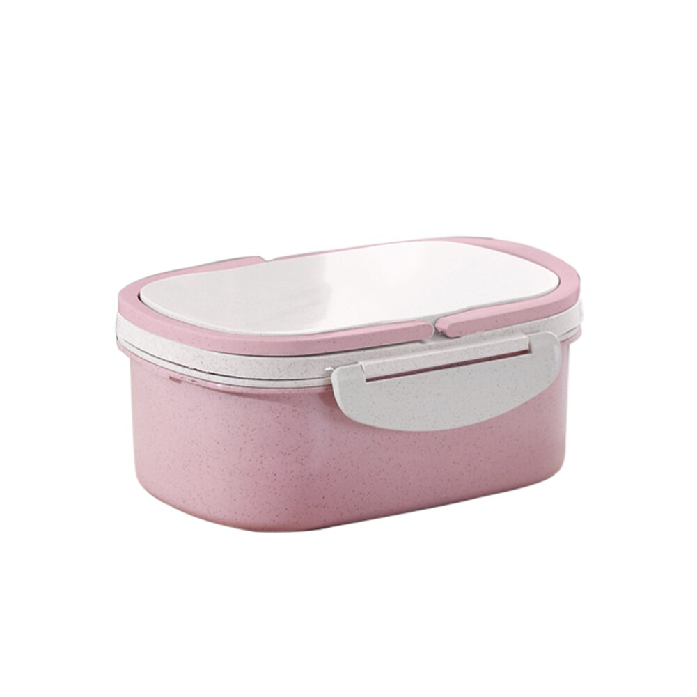 Dubbele Laag Tarwe Stro Grote Capaciteit Bento Lunchbox Voedsel Opslag Container: Roze