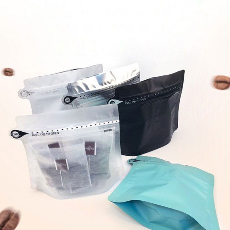 20pcs/lot Packaging Pouch Heat Sealing Empty Tea Bag Food Tea Storage Package Bags Side Zipper Self-supporting Aluminum Foil