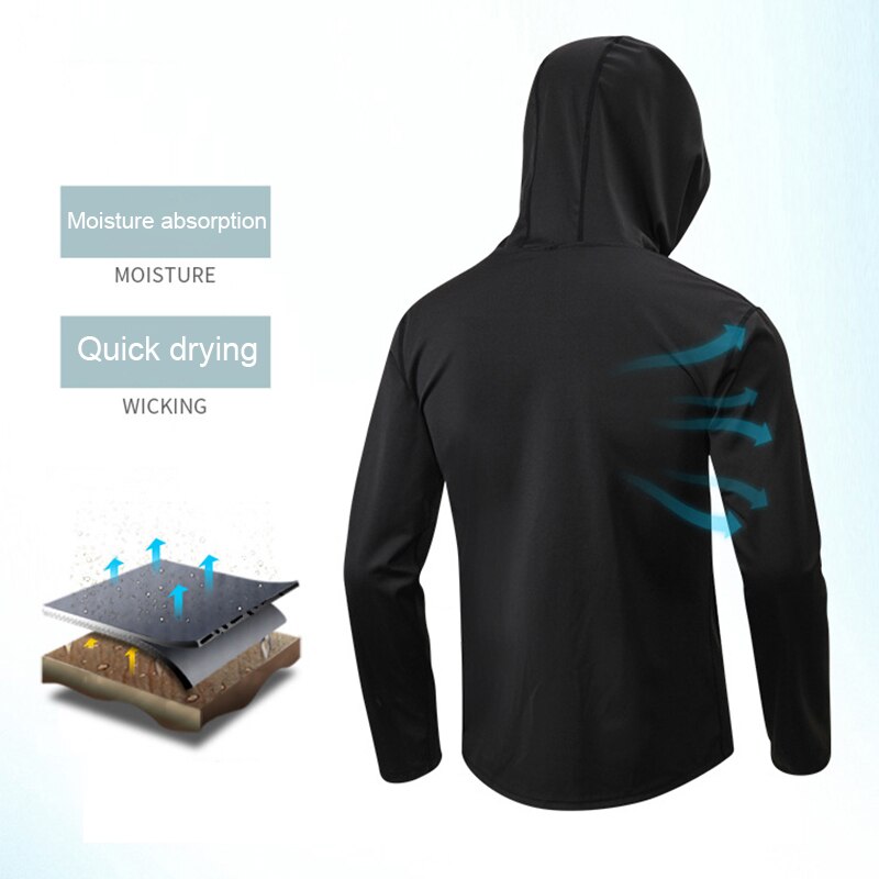 Men Quick Dry Long Sleeve Workout Athletic Hoodie Jacket Sports Training Hooded Coat Sweatshirt Men Hoodies Brand Male