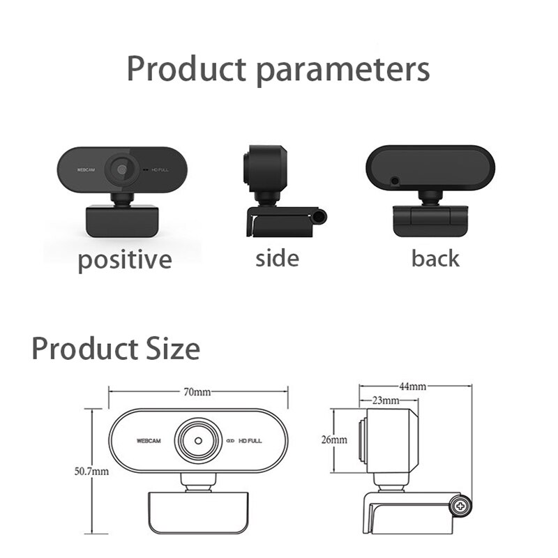 HD1080P Webcam USB Web Camera Cam Mini Computer Camera With Mic Flexible Rotatable For Online Education Video Recording Work