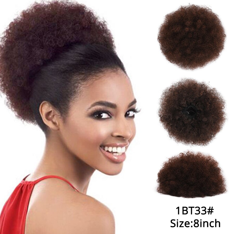 Alileader coc scurt de păr puf afro super-sintetic 8 inch șnur scurt coadă de cal clemă extensie de păr coci de păr crepus: 1 bt 33