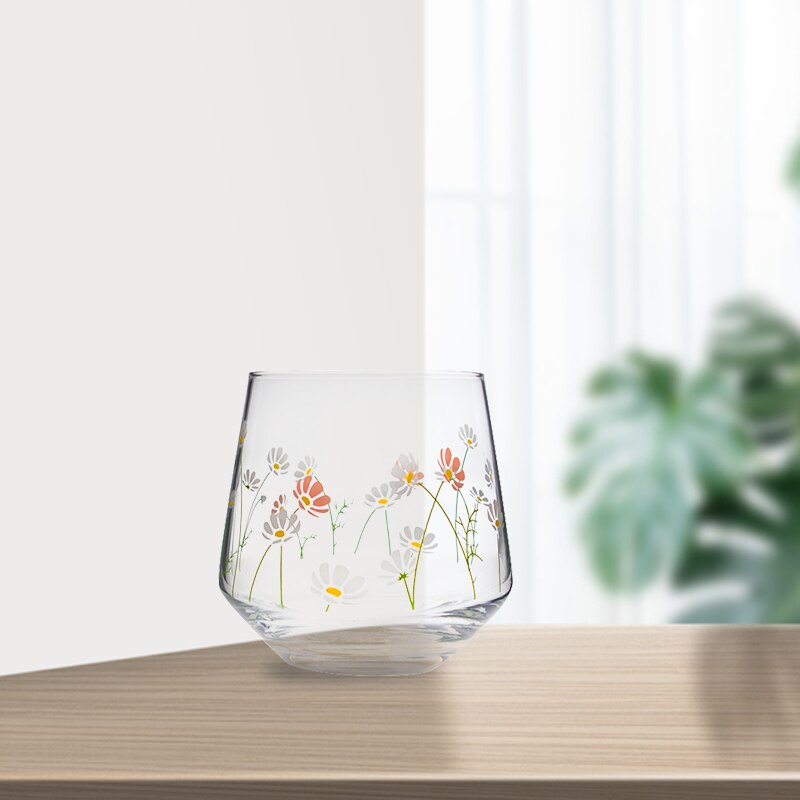 Kubki szklane z kwiatem brzucha mała stokrotka kubek robić wody ins japońnarty i koreańnarty kubek jogurtowy o dużej pojemności letnie kubki Cofee 360ML