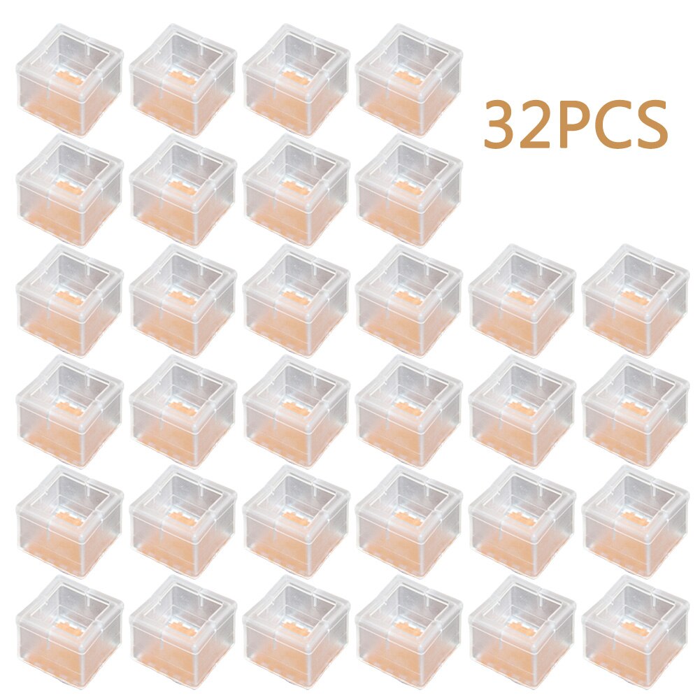32pcs Soft Silicone Furniture Leg Cover Easy Install Transparent Chair Table Anti Slip Noise Reduction Floor Protectors Reusable