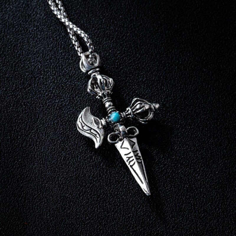 Collier Vajra avec pendentif mythe Oriental pour hommes, amulette, tibétain, bijoux de fête Punk de