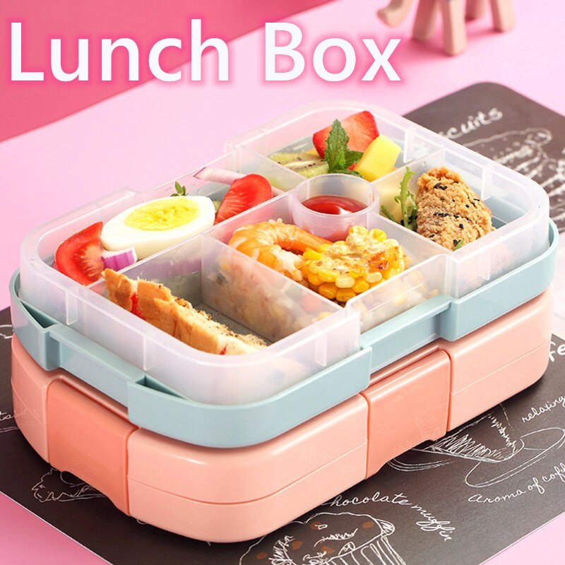 920Ml Gezonde Materiaal Lunchbox 6 Grids Bento Dozen Magnetron Servies Kids Draagbare Outdoor Voedsel Opslag Container Lunchbox