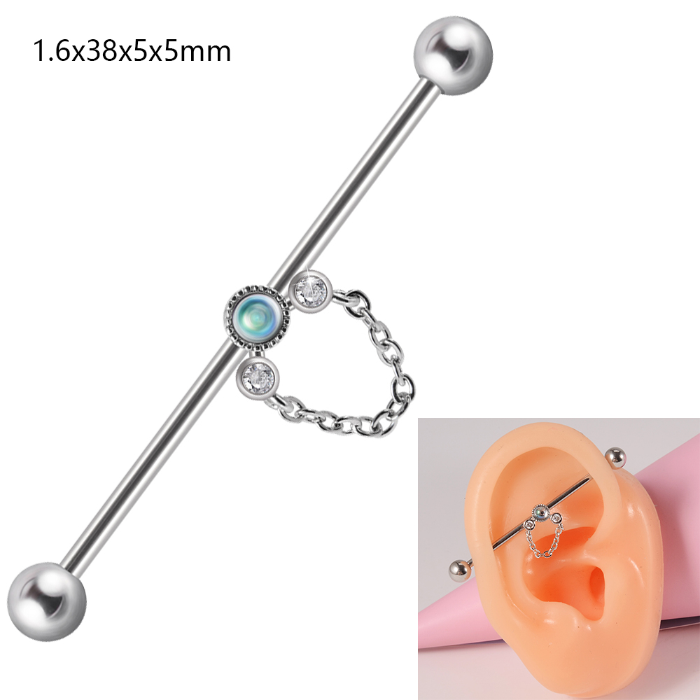 1 pieza de barra Industrial de circonio de acero quirúrgico, pendiente de puente Auricular largo de Animal bonito, joyería para Piercing corporal transversal para mujer: Bronce antiguo plateado
