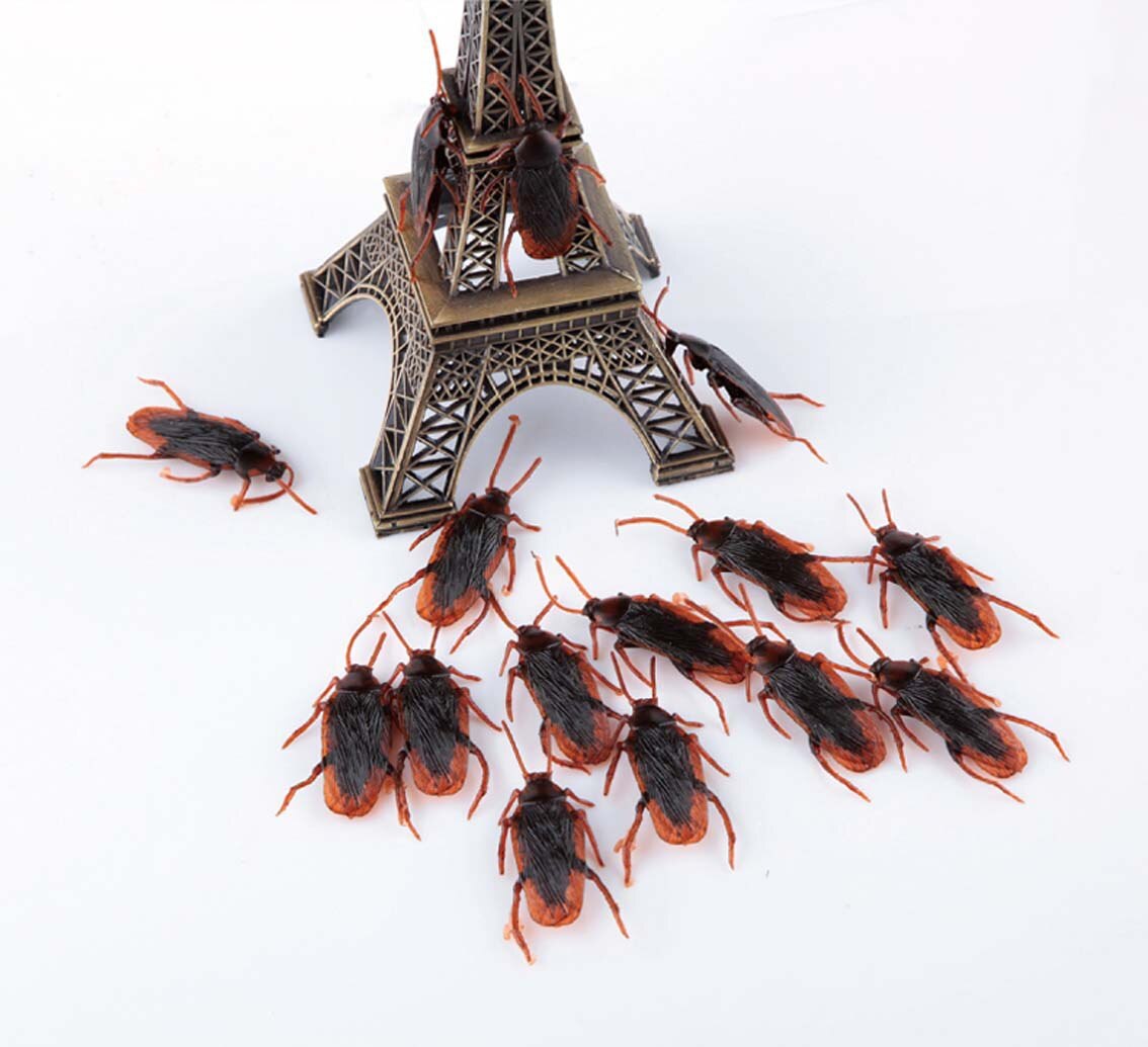 1Pcs April Fools Day Halloween Toys Funny Toy Lifelike Simulation Rubber Fly Gags & Practical Jokes Prop Decorations: Cockroach 5pcs