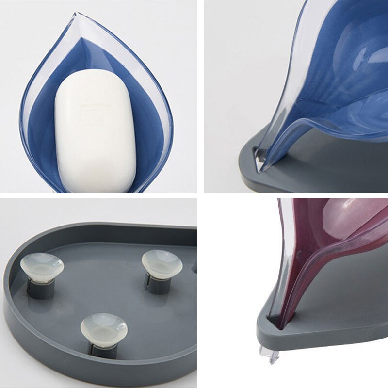 Style Leaf Shape Soap Box Sucker Soap Holder Dish Shelf Storage Plate Tray Case Rack Bathroom Supplies