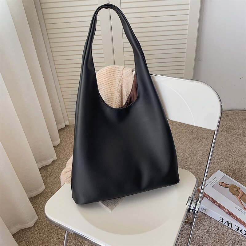 Große Kapazität Tasche für Frauen Damen Handtasche Pu Leder Schulter Handtasche Weiche Tragetaschen Braun Hobo Tasche: black