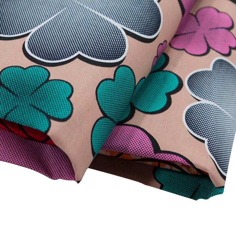 Afrikaanse Stof Puur Katoen Vier Klavertje Print Stof Voor Vrouwen Jurk Wax