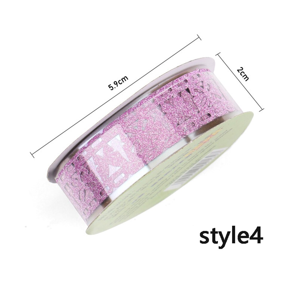 1 rollo de cinta adhesiva de oro brillante creativa, cintas de encaje con purpurina, cintas Washi manual autoadhesivo para estudiantes, decoración DIY: style4