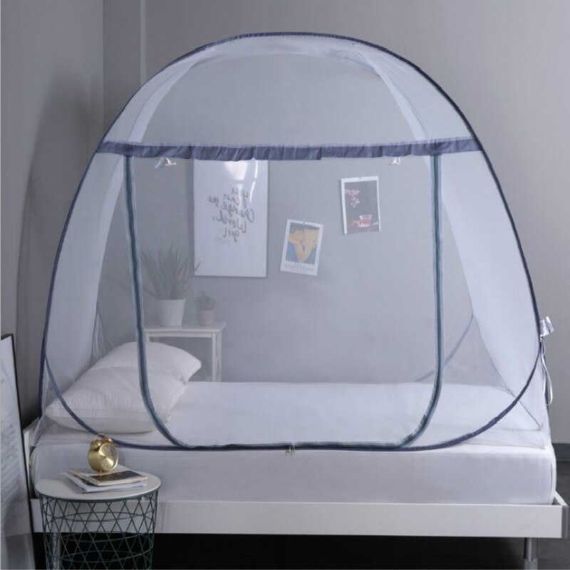 Portable Mosquito Net Single Door Installation Free Foldable Summer Automatic Pop-up Anti-fall Breathable Children's Bed Tent: Dark Gray / Single-door 1.2M Bed