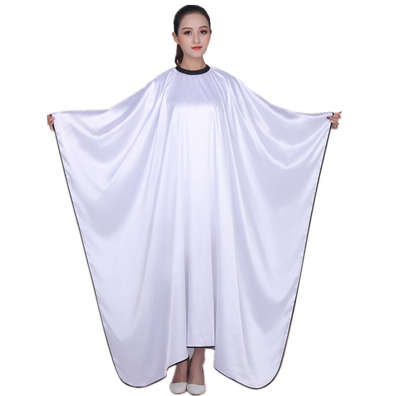 Salon Haircut Cape Adult Silk Waterproof Hair Dyeing Cutting Perming Styling Hairdresser Hairdressing Barber Apron: K087-White
