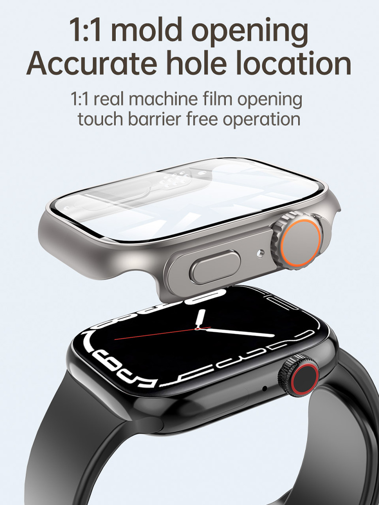 Displayschutzfolie für Apfel Uhr-Gehäbenutzen 46 mm, 42 mm, 45 mm, 40 mm, 44 mm, 41 mm, PC-Abdeckung + Glasfolie, Wechsel zu Ultra-Serie 10, 9, 8, 7, 6, 5, 4 SE