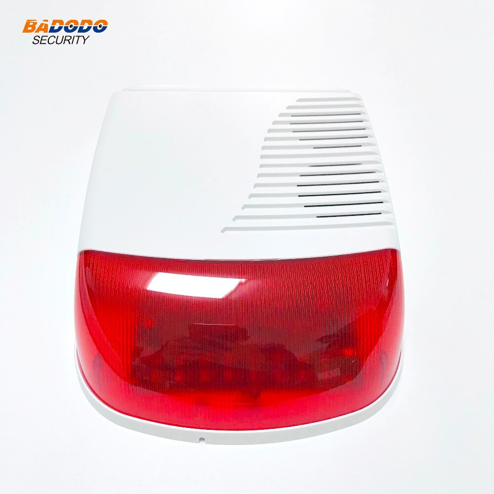 outdoor waterproof wireless solar powered strobe siren alarm light sound siren alarm for WiFi GSM home alarm system 433MHz