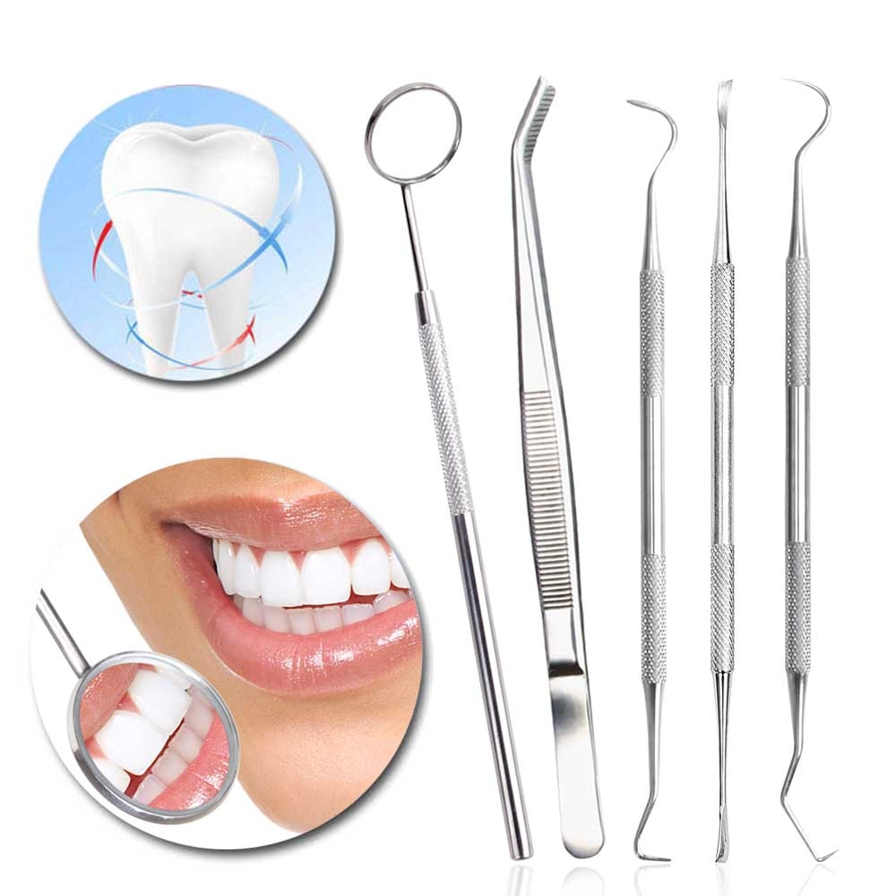 Rvs Dental Tool Tanden Tandsteen Schraper Tandartsen Mond Spiegel Pick Instrument Pincet Voor Cleaner Tanden Whitening Kit