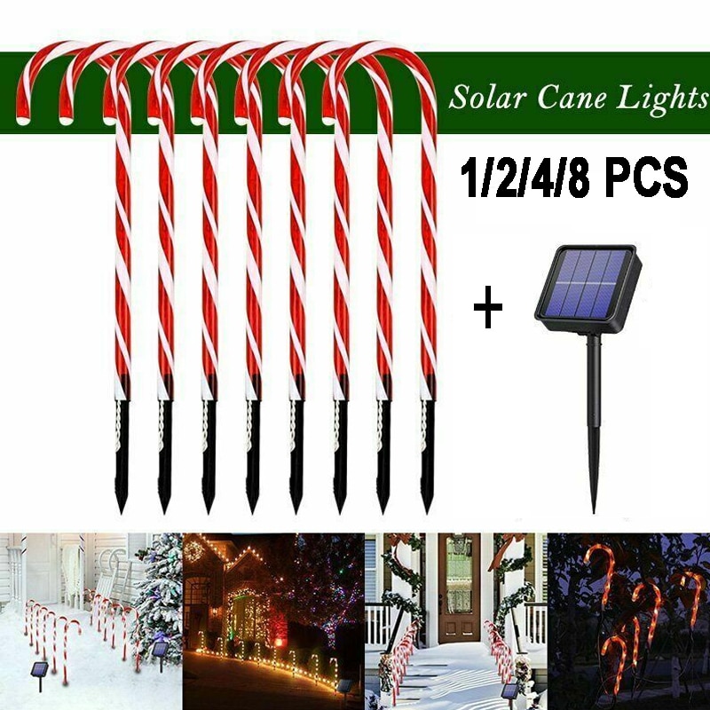 Neue Solar Power Weihnachten Candy Cane Lichter Solar Rasen Lampe Outdoor Solar Lichter LED Weihnachten Decor Garten Pathway Yard Rasen lichter