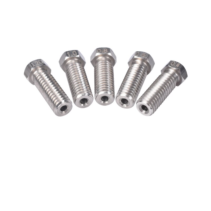 3d skrivare vulkan extra förlänga rostfritt stål  m6 munstycke helt metall 0.4mm/0.6mm/0.8mm/1.0/1.2mm för 1.75mm/3.0mm