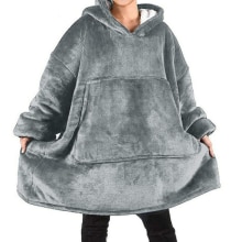 Winter Oversized Hoodie Sweatshirt Women Blanket with Sleeves Giant TV Blanket Sherpa Fleece Hoodies Bathrobe Casaco Feminino