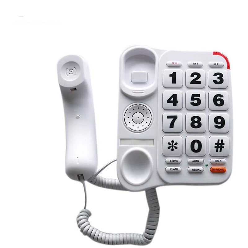 Trådbunden telefon med stora knappar och 3 snabbvalsknappar, hepester p -45 bildtelefon för seniorer med minnesskydd