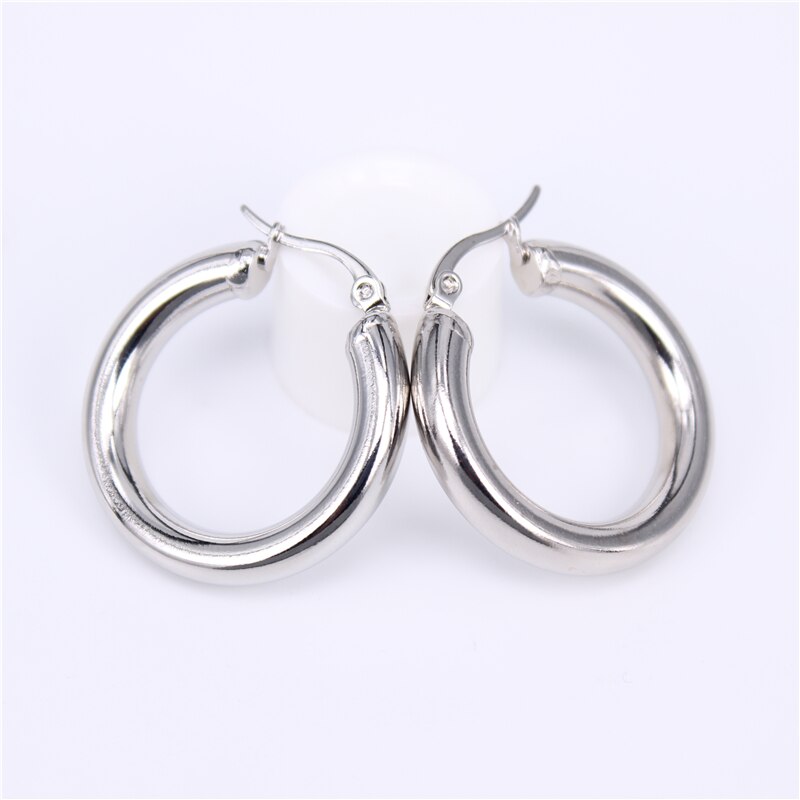 316L stainless steel jewelry earrings Gold color female Hoop earrings for Women LH143: 30MM silver color