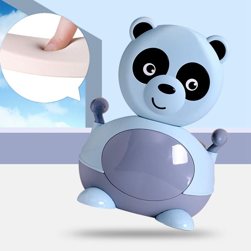 Cute Panda Baby Potty Toilet Bowl Training Toilet Seat Kids Bedpan Portable Urinal Soft Backrest Pots Seat Chair: Blue
