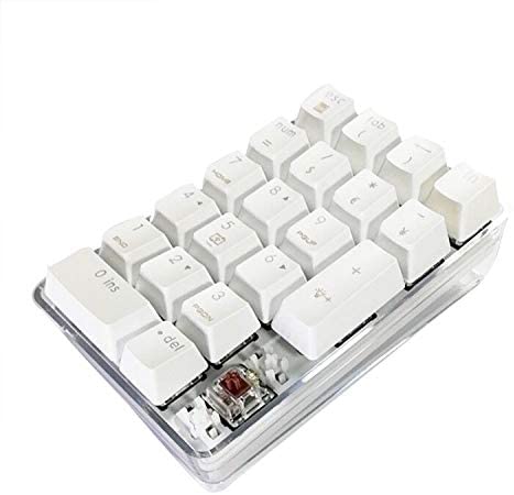 Digitalt tastatur nummertastatur mekanisk usb kablet numerisk tastatur med hvidt baggrundsbelyst 21- tastatur numpad til bærbar computer skrivebordstastatur: Brun kontakt
