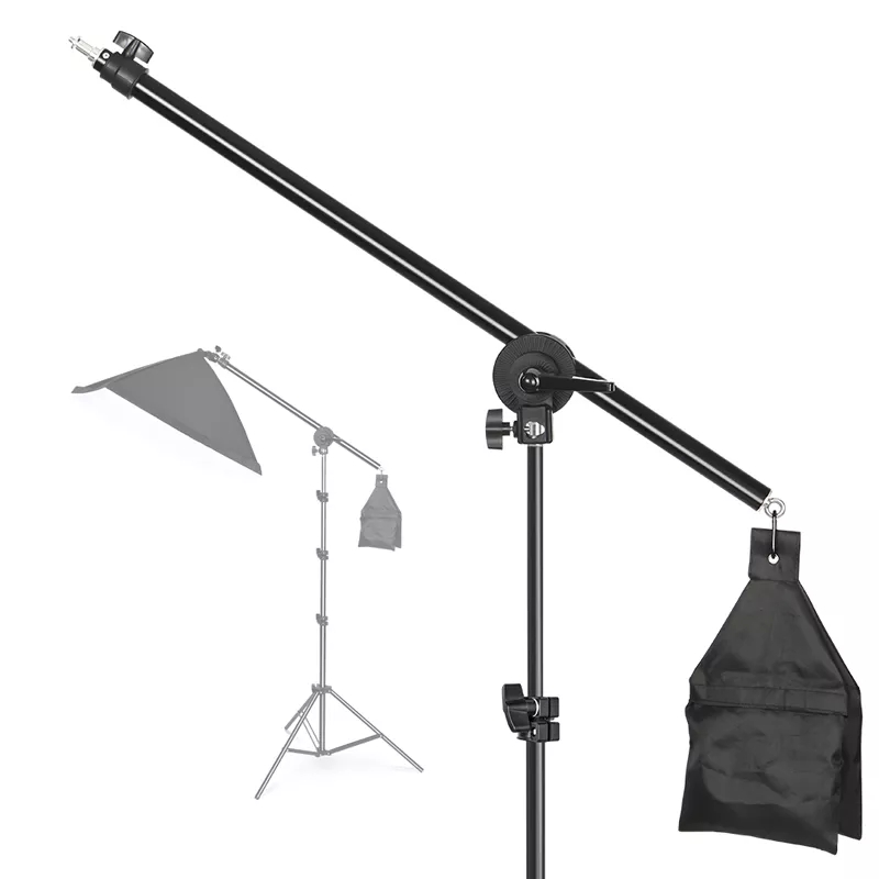 Trépied lumineux pour Studio Photo, 2M, avec bras de flèche en porte-à-faux de 135CM et sac de sable vide pour la photographie, support d'éclairage Softbox: Black