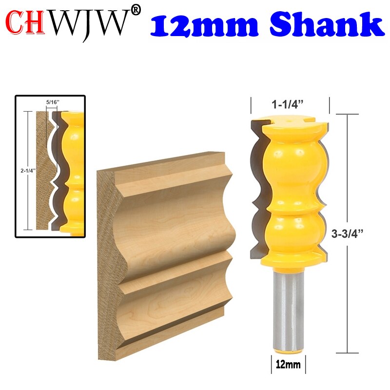 CHWJW 1PC 12mm Shank Reversible Crown Molding Router Bit Set Line knife Door knife Tenon Cutter for Woodworking Tools: 16148-12mmShank