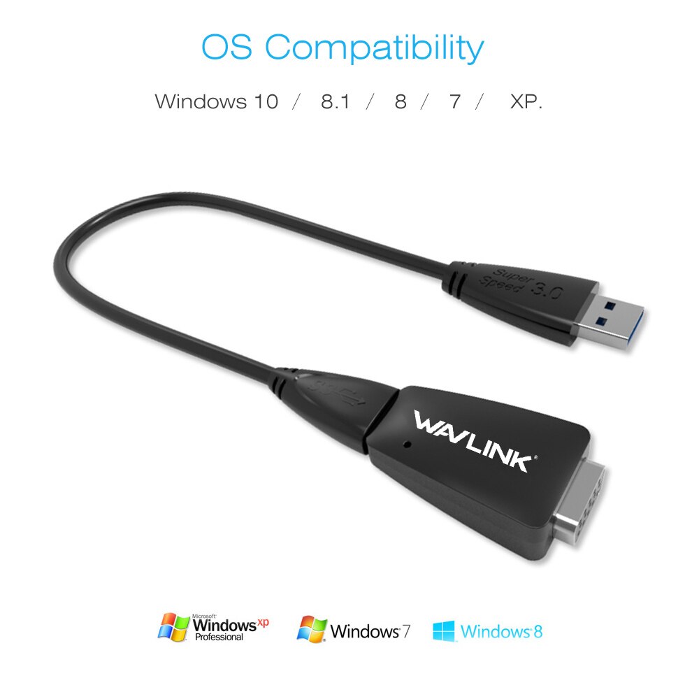 Wavlink usb 3.0 to vga adapter konverter eksternt videokort multi display konverter kabel til vindue 7/8/10 desktop bærbar pc