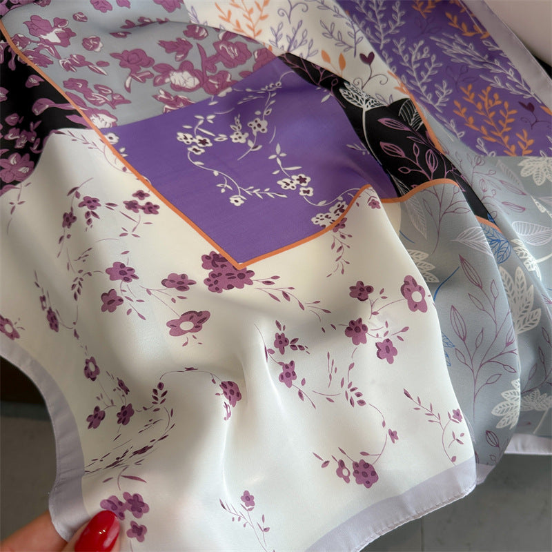 Lenço de seda quadrado luxuoso para mulheres, bandana de cetim, lenços estampados, faixa de cabeça, xale de cabelo feminino, hijab, 70cm