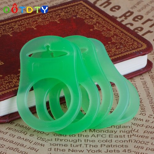 5 stk multifarver silikone baby dummy sut holder holder klip adapter til mam ringe: Grøn