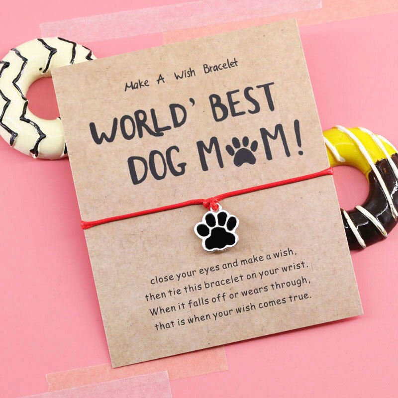 World's Best Dog Mum Bracelet Dog Cat Paw Charm Red Rope Thread String Bracelet Dog Jewelry for Dog Mum Dog Lover: Red