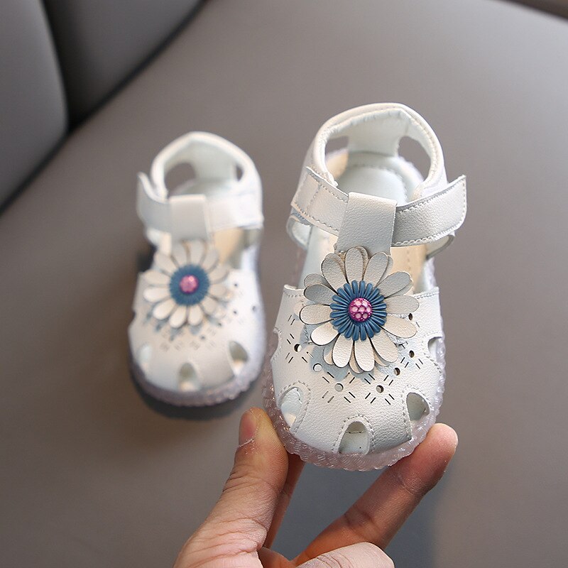 Zomer Baby Meisjes Sandalen Roze Baby Peuter Sandalen Zachte Bodem Antislip Kids Sandalen Zoete Bloemen Kinderen Casual Schoenen b148: Beige / 24(Length 14.5cm)
