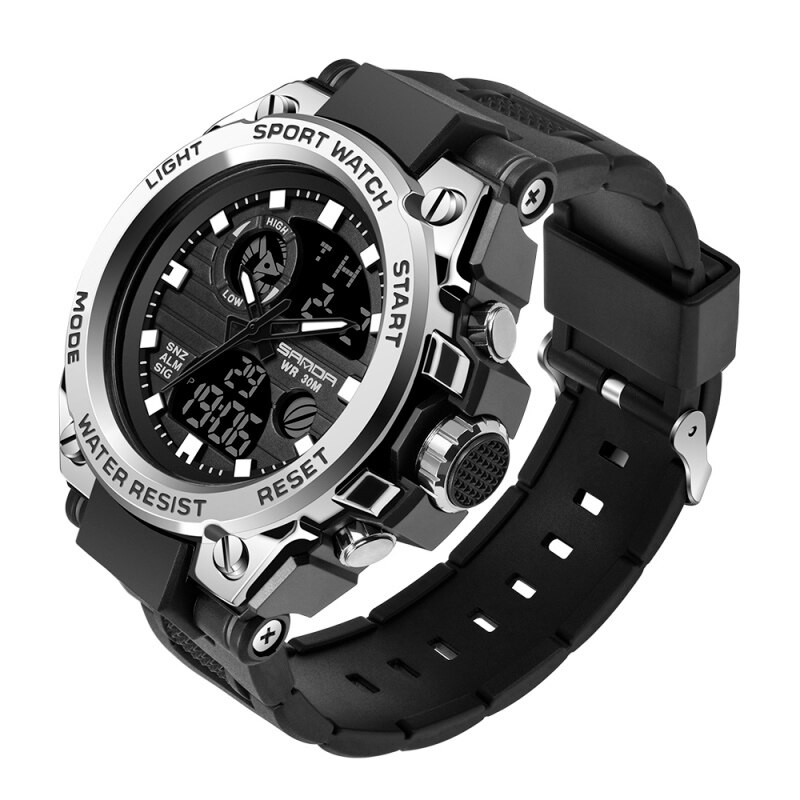 Reloj Digital SANDA estilo G para hombre, relojes deportivos militares con fecha, reloj de pulsera electrónico resistente al agua, reloj para hombre Orologio da uomo 739: Plata