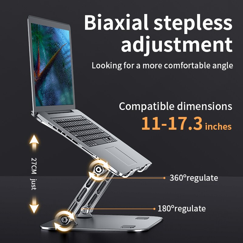 Verstellbarer laptopständer aus aluminiumlegierung, notebookhalterung, kompatibel mit 10-17- zoll-laptops, tragbar, geeignet für acer/lenovo/xiaomi