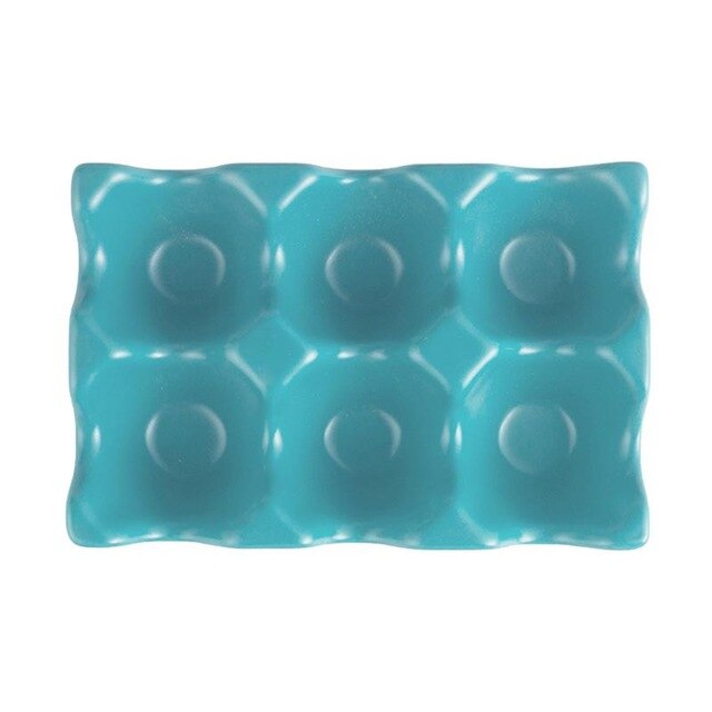Porte-œufs en céramique 6 grilles, boîte à œufs antidérapante plateau à œufs antichoc pour réfrigérateur porte-boîte de rangement Organization du stockage à domicile: sky-blue