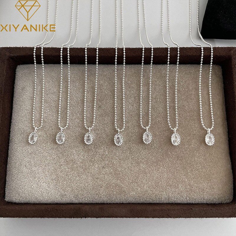 Xiyanike Sexy Zirkoon Hanger Ketting Voor Vrouwen Meisje Sleutelbeen Kralen Ketting Choker Mode Trendy Sieraden Party Collier