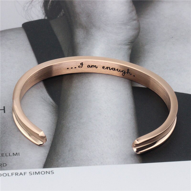 Stainless Steel Bracelet Bangles for Women I am enough Bracelet Friendship Cuff Bracelets Inspirational Jewelry pulseras