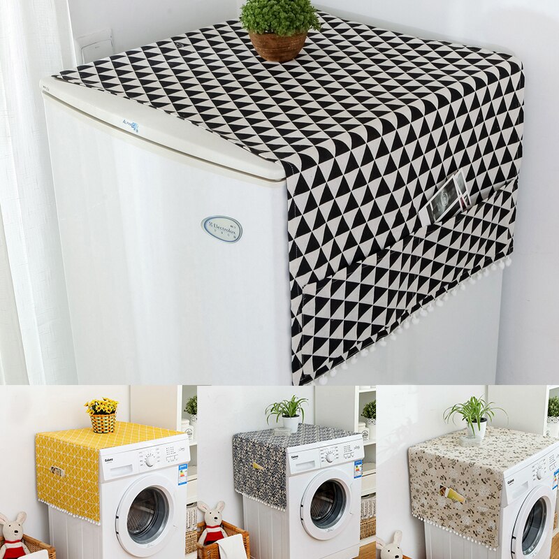 Anti-slip Drum Washing Machine Cover Dust Cover Clean Waterproof Dust Cover Fridge Top Cover Dryer Front With 6 Storage Bags