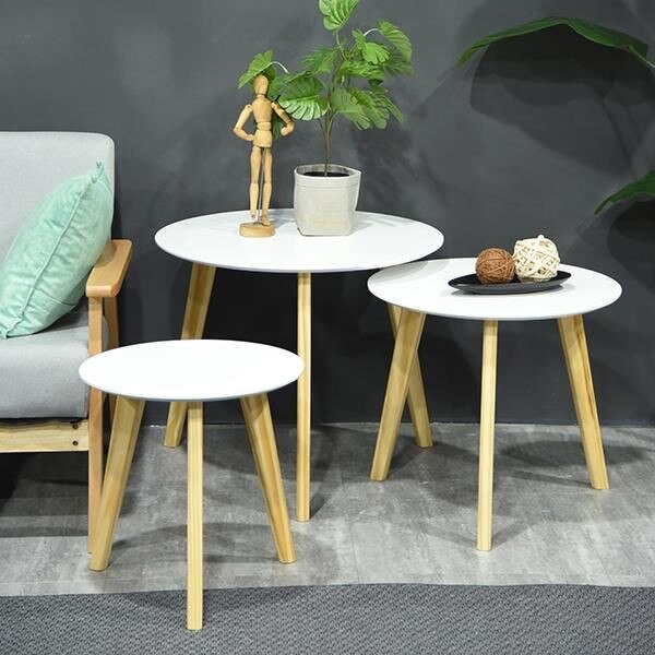 Ronde Nordic Hout Salontafel Bed Bank Bijzettafel Thee Fruit Snack Service Plaat Lade Keuken Bar Tafel Meubels hwc