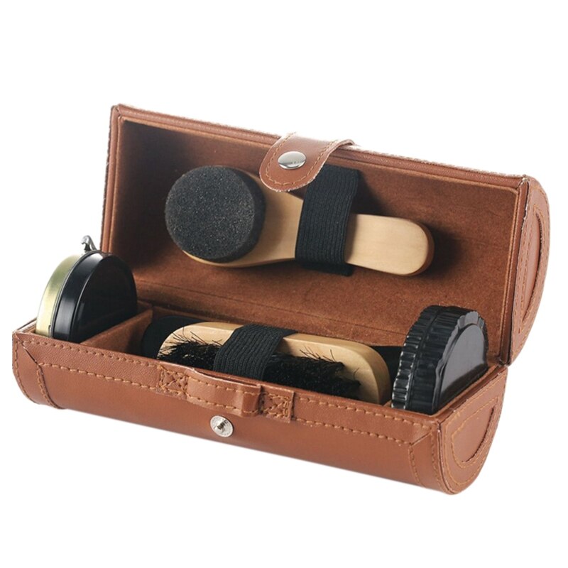 Kit de cuidado de pulido de zapatos, 6 uds., cepillos de cera para zapatos, paño brillante y cuerno de zapato, Kit de limpieza de zapatos compacto: Default Title
