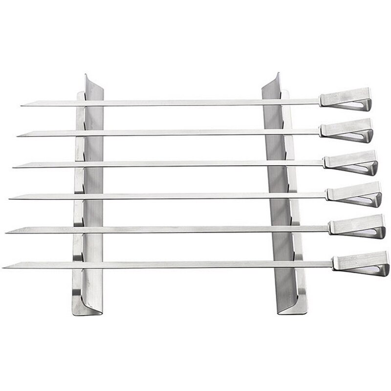 Stainless Steel BBQ Skewers Barbecue Cooking Grilling Kabob Kebab Iron Flat Fork Needle Kitchen Outdoors BBQ Tools Utensils