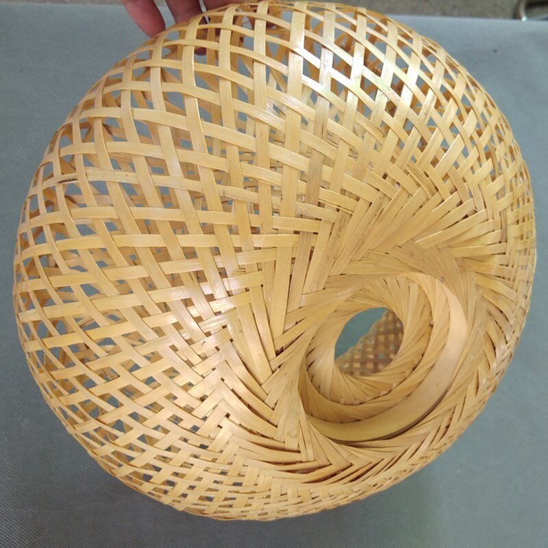 Bambus kurv rotting lampeskærm håndvævet dobbeltlag bambus kuppel lampeskærm asiatisk rustik japansk lampe