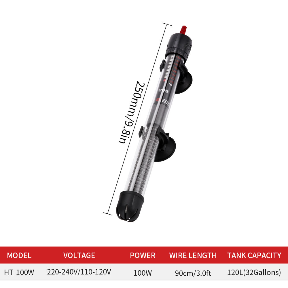110 V-220 V Verstelbare Temperatuur Thermostaat Verwarming Staaf 25 W 50 W 100 W 200 W 300 W Dompelpompen Aquarium Aquarium Water Warmte: XS (veiligheidshulpmiddelen) / groen