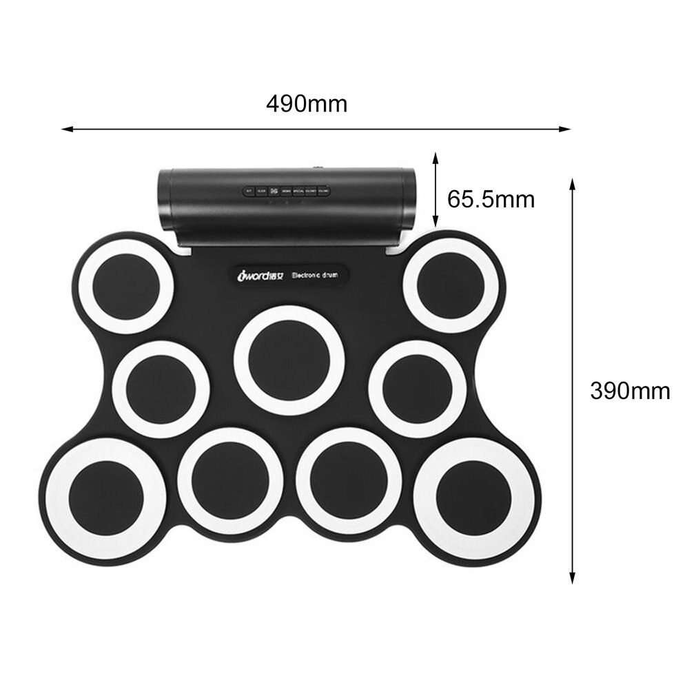 Portable Roll Up Electronic Drum Set Kits 3009 9 Pads Built-in Speakers With Foot Pedals Drumsticks USB Cable For Practice