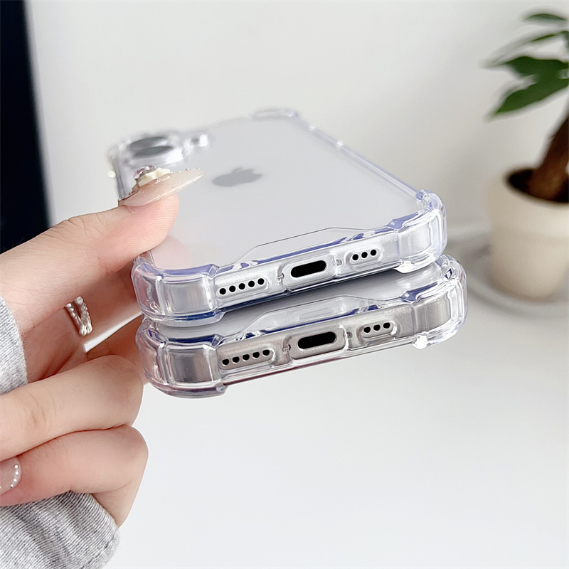 Luxo transparente à prova de choque armadura caso para iphone 16 15 14 13 12 11 pro xs max xr 7 8 plus silicone pára-choques capa dura acrílica