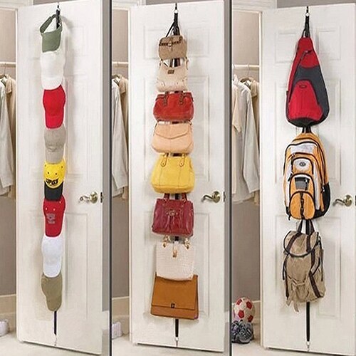 Adjustable Over Door Straps Hanger Hat Bag Coat Clothes Rack Organizer