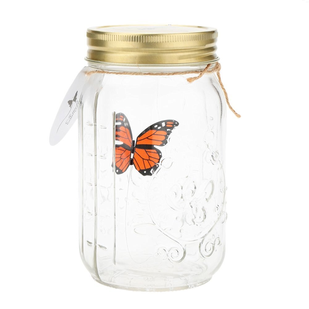 LIXF Romantische Glas LED Lamp Vlinder Jar Valentine Kinderen Decoratie Oranje