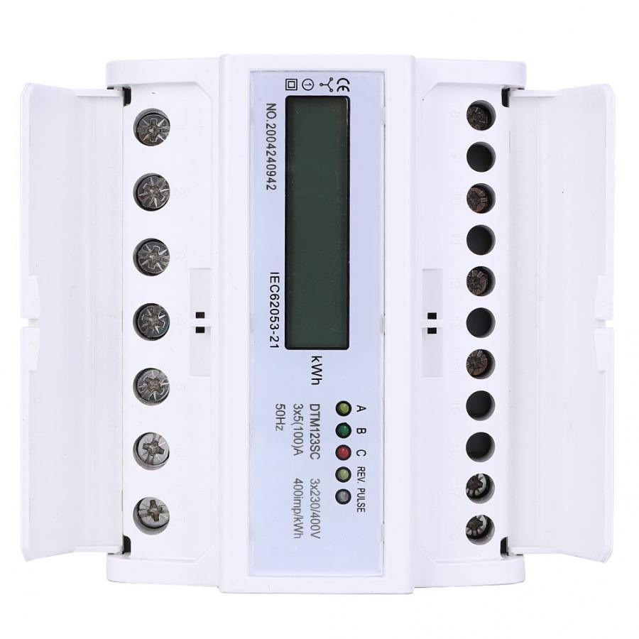 Power Meter 230/400V 5-100A Energy Consumption Digital Electric Power Meter 3 Phase KWh Meter with LCD